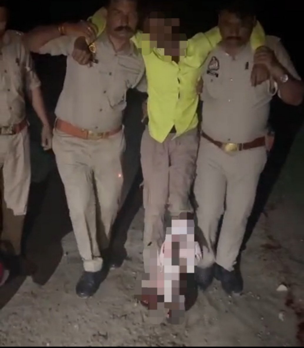 गौ तस्कर और पुलिस में हुई मुठभेड़,अपराधी के पैर में लगी गोली, पुलिस कर्मी घायल 