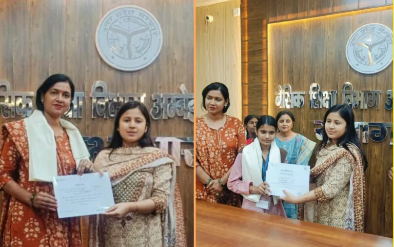 छात्रा आराध्या को राज्य स्तरीय मीना प्रोग्राम में चयन पर मिला सम्मान