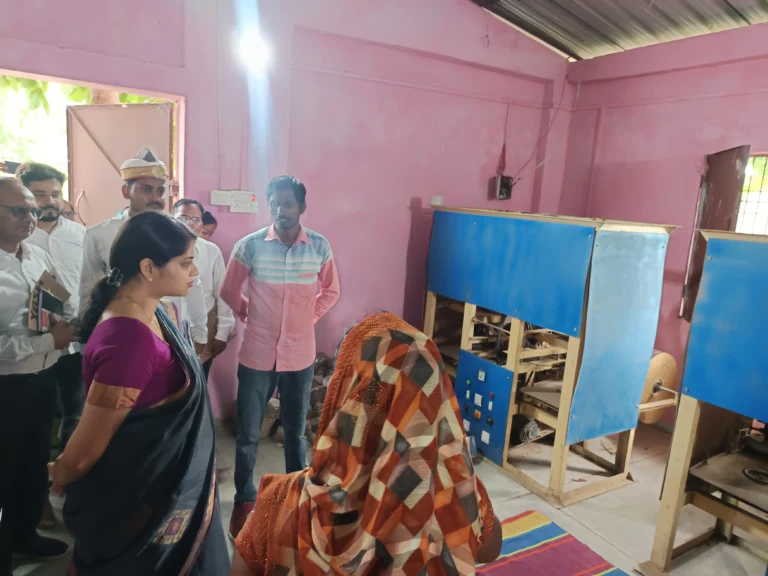 स्वयं सहायता समूहों द्वारा संचालित दोना-पत्तल उद्योग का जिलाधिकारी ने किया निरीक्षण